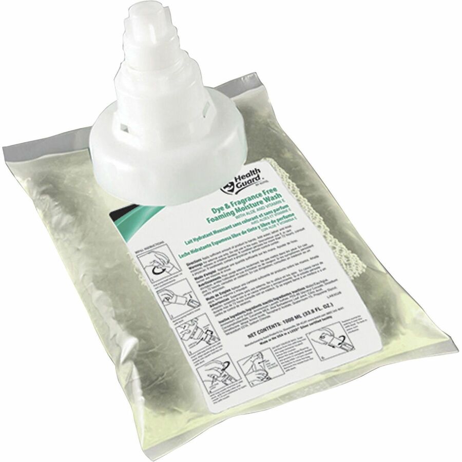 Health Guard Foaming Moisture Wash Dye & Fragrance Free - Fragrance-free ScentFor - 33.8 fl oz (1000 mL) - Soil Remover - Hand, Restroom, Office, Hospital, Hotel, Casino, Spa, Skin - Moisturizing - Pale Yellow - Dye-free - 4 / Carton - 2