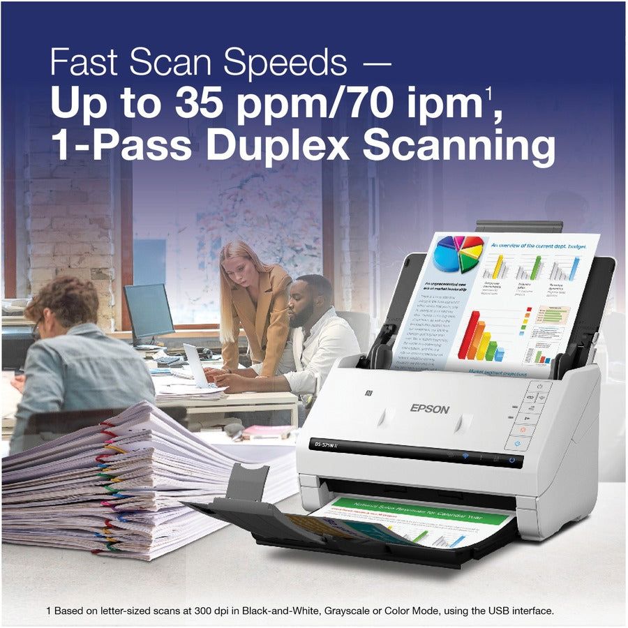 DS-575W II Wireless Color Duplex Document Scanner, 600 dpi Optical Resolution, 50-Sheet Duplex Auto Document Feeder