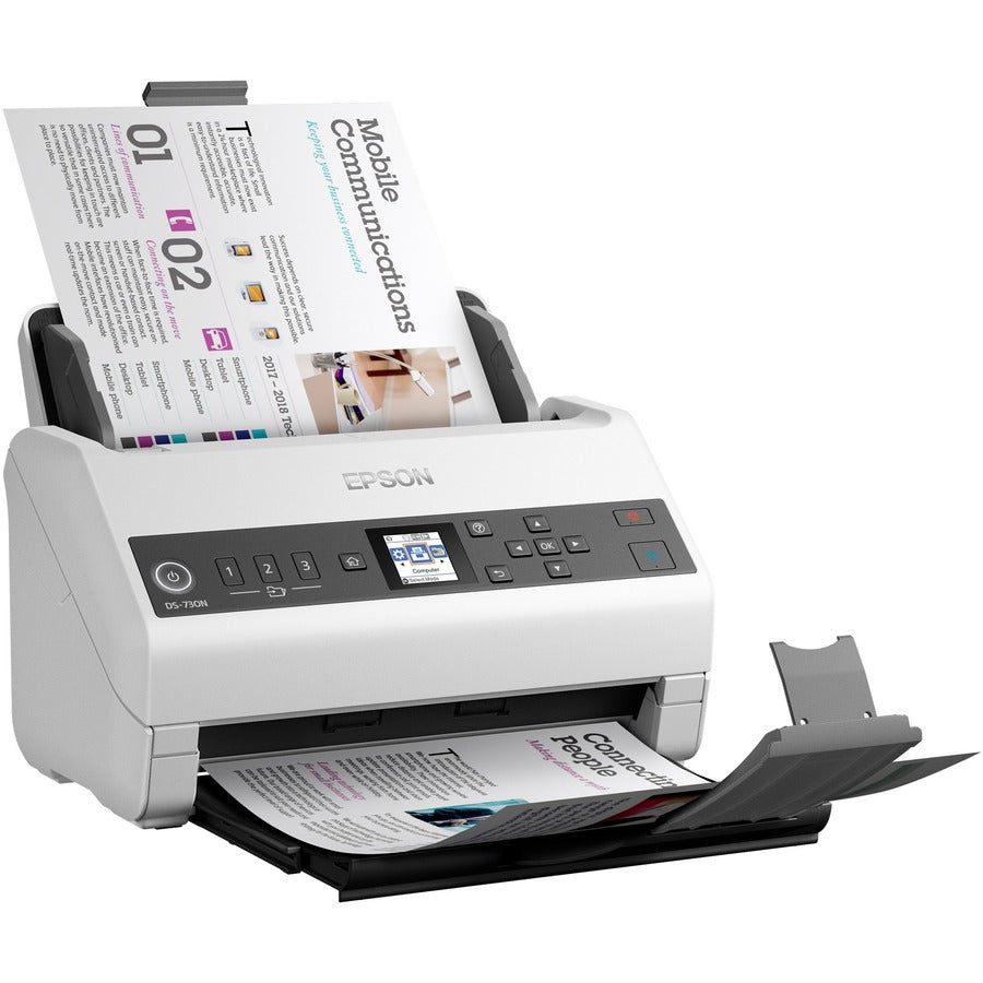 DS-730N Network Color Document Scanner, 600 dpi Optical Resolution, 100-Sheet Duplex Auto Document Feeder