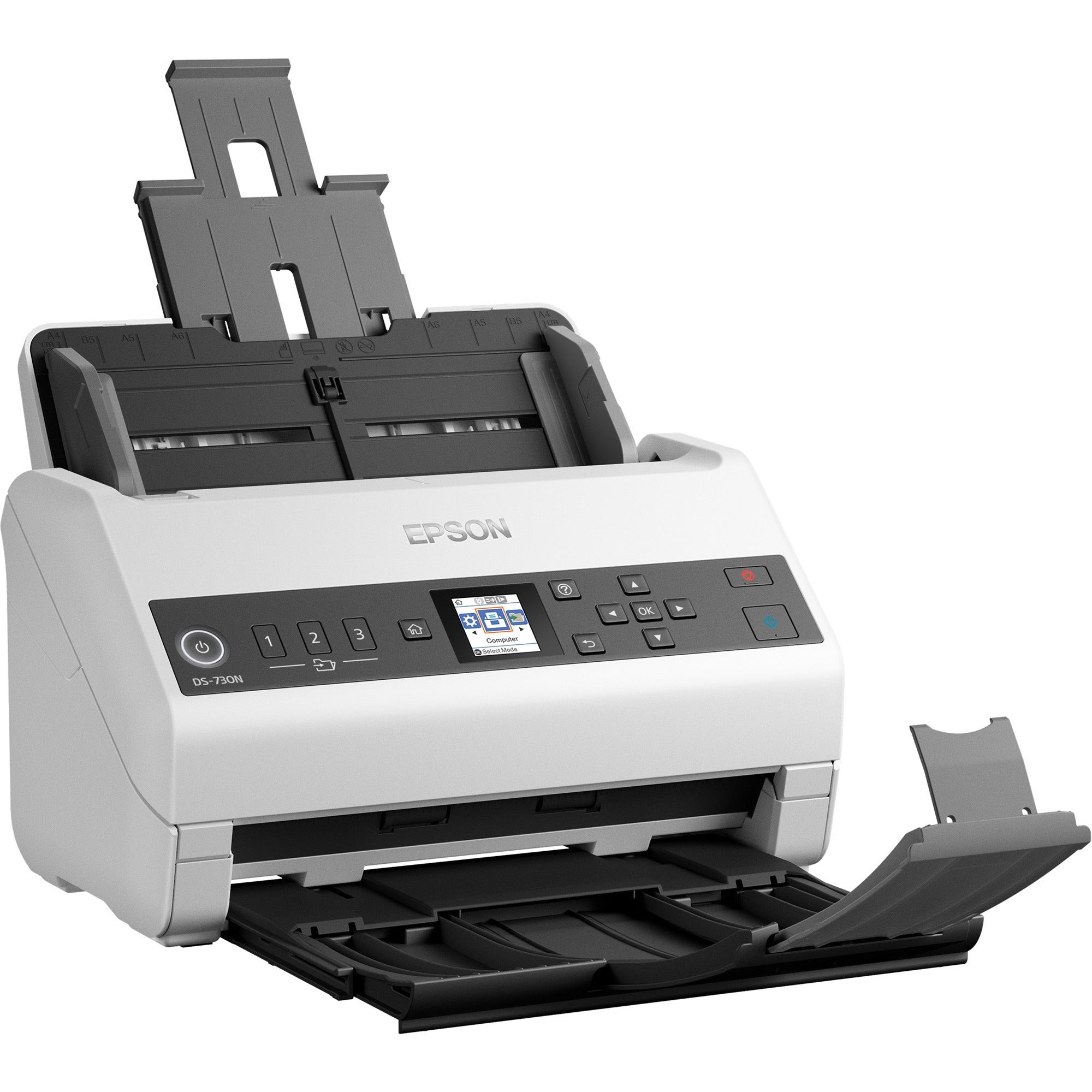 DS-730N Network Color Document Scanner, 600 dpi Optical Resolution, 100-Sheet Duplex Auto Document Feeder