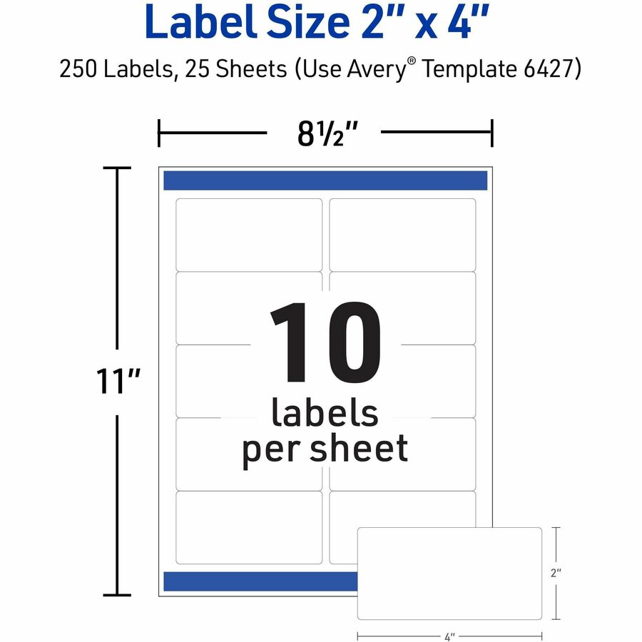 Avery TrueBlock Shipping Labels, Sure Feed Technology, Permanent Adhesive, 2" x 4" , 250 Labels (6427) - Avery Shipping Labels, Sure Feed, 2" x 4" , 250 Labels (6427)
