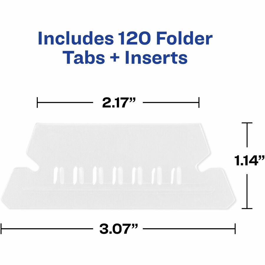 Avery Hanging File Folder Tabs and Inserts, 1/5 Cut, Clear, 20 File Folder Tabs and Inserts Total (06727) - Avery Hanging File Folder Tabs, 1/5 Cut, 20 Total (06727)