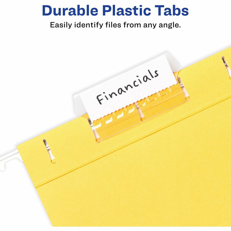 Avery Hanging File Folder Tabs and Inserts, 1/5 Cut, Clear, 20 File Folder Tabs and Inserts Total (06727) - Avery Hanging File Folder Tabs, 1/5 Cut, 20 Total (06727)