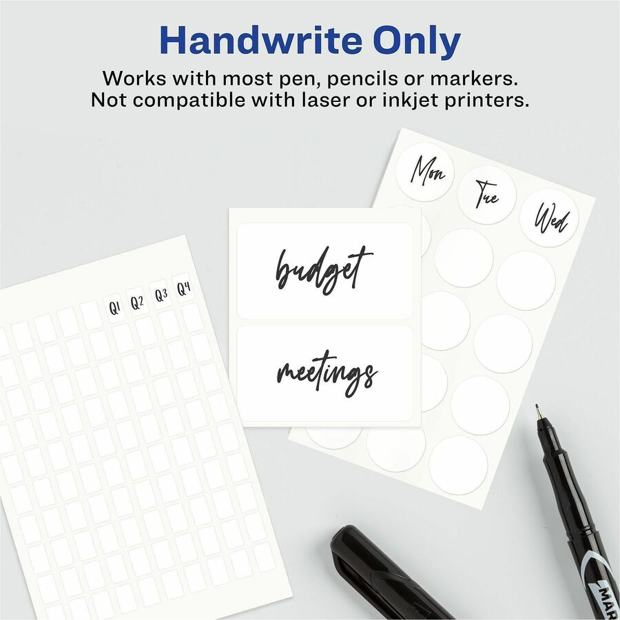 Avery Multi-Use Removable Labels, 1/2" x 3/4" , White, Non-Printable, 525 Blank Labels Total (6737) - Avery Removable Labels, 1/2" x 3/4" , 525 Total (6737)