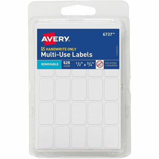 Avery Multi-Use Removable Labels, 1/2" x 3/4" , White, Non-Printable, 525 Blank Labels Total (6737) - Avery Removable Labels, 1/2" x 3/4" , 525 Total (6737)