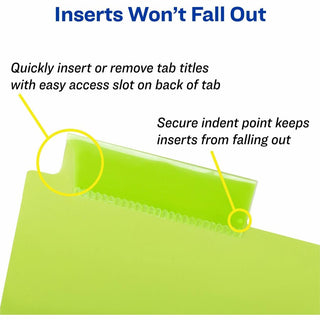 Big Tab Insertable Two-Pocket Plastic Dividers, 5-Tab, 11.13 x 9.25, Assorted, 1 Set