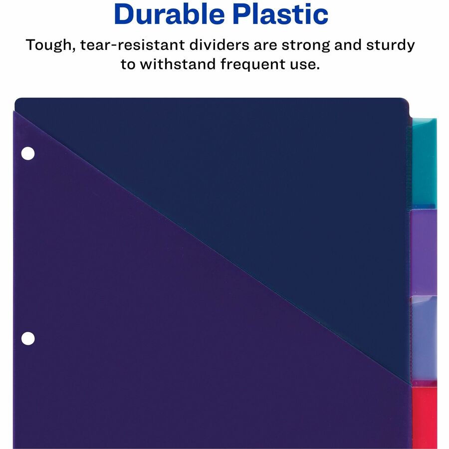 Big Tab Insertable Two-Pocket Plastic Dividers, 5-Tab, 11.13 x 9.25, Assorted, 1 Set