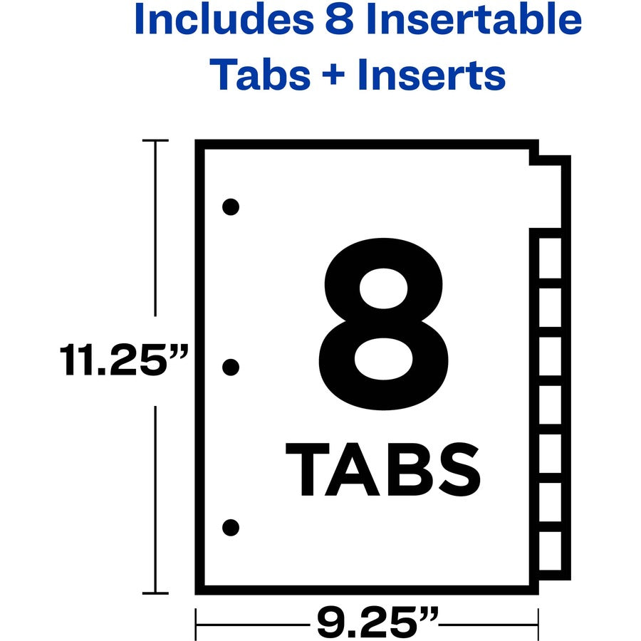 Big Tab Insertable Two-Pocket Plastic Dividers, 8-Tab, 11.13 x 9.25, Assorted, 1 Set
