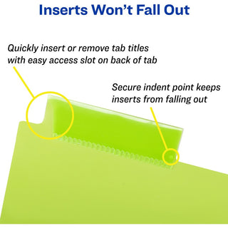 Big Tab Insertable Two-Pocket Plastic Dividers, 8-Tab, 11.13 x 9.25, Assorted, 1 Set