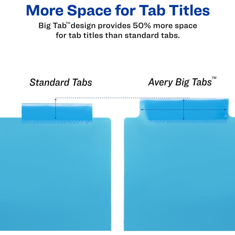 Big Tab Insertable Two-Pocket Plastic Dividers, 8-Tab, 11.13 x 9.25, Assorted, 1 Set