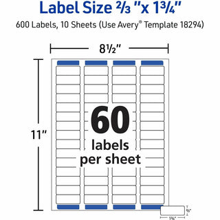 Avery Easy Peal Sure Feed Address Labels - Permanent Adhesive - Rectangle - Laser, Inkjet - White - Paper - 60 / Sheet - 50 Total Sheets - 3000 Total Label(s) - 5 / Carton