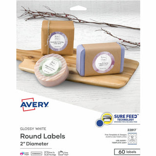 Avery TrueBlock Multipurpose Label - Permanent Adhesive - Round - Laser, Inkjet - Bright White - Paper - 12 / Sheet - 25 Total Sheets - 300 Total Label(s) - 5 / Carton