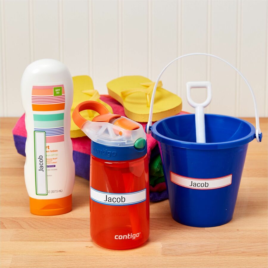 Avery Kids Handwritten Identification Labels, 3.5 x 0.63, Assorted Border Colors, 7 Labels/Sheet, 5 Sheets/Pack