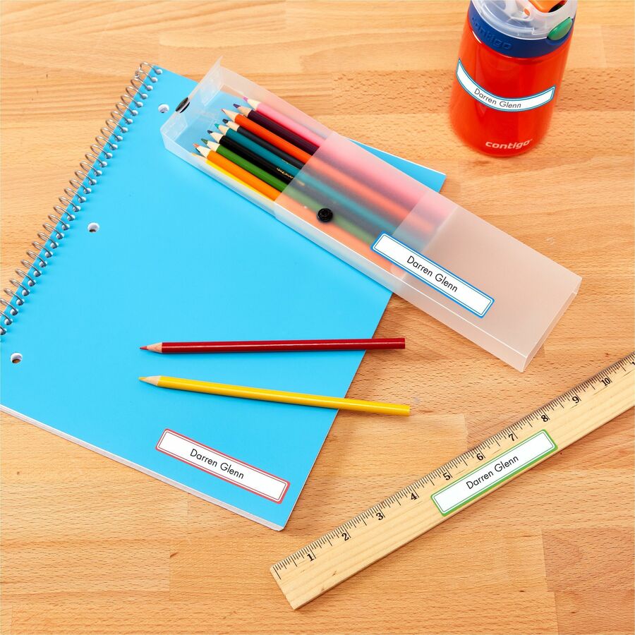 Avery Kids Handwritten Identification Labels, 3.5 x 0.63, Assorted Border Colors, 7 Labels/Sheet, 5 Sheets/Pack