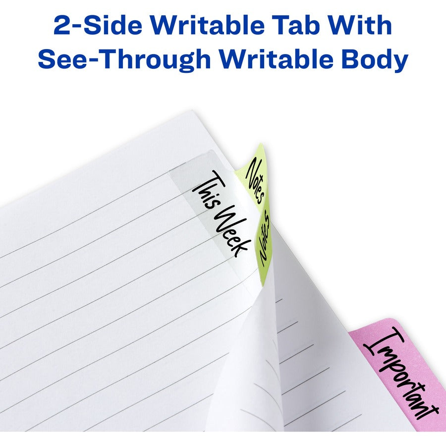 Ultra Tabs Repositionable Tabs, Margin Tabs: 2.5" x 1", 1/5-Cut, Assorted Pastel Colors, 24/Pack