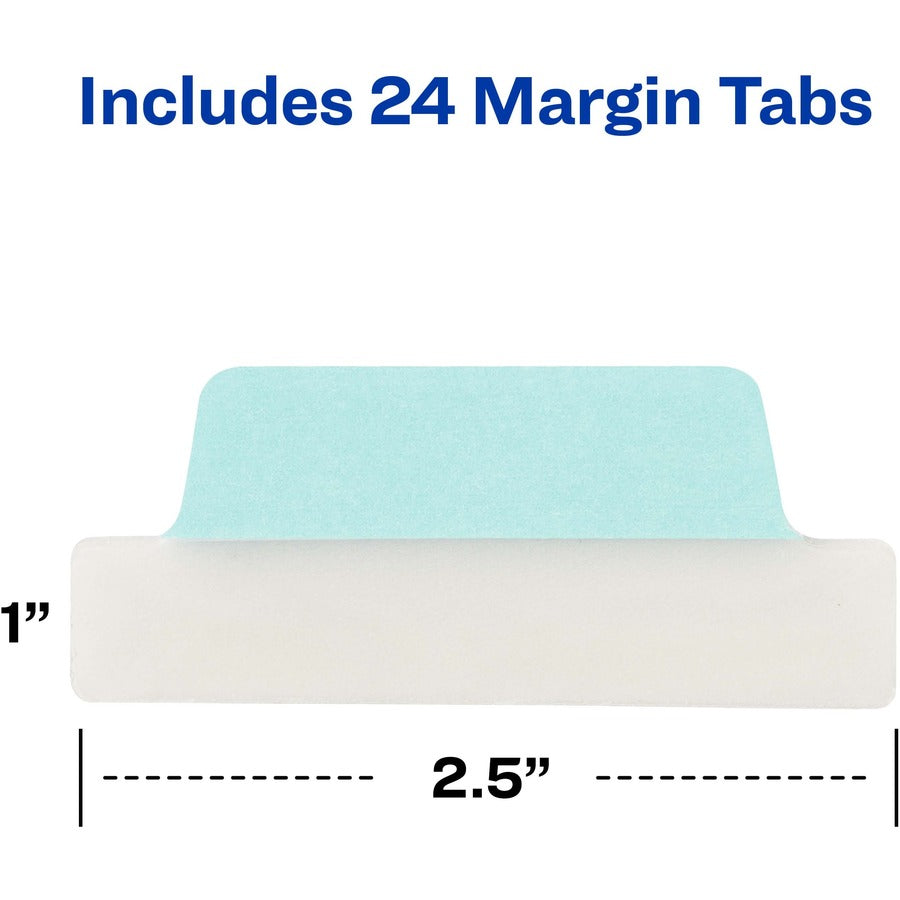 Ultra Tabs Repositionable Tabs, Margin Tabs: 2.5" x 1", 1/5-Cut, Assorted Pastel Colors, 24/Pack