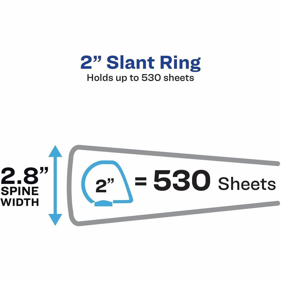Heavy-Duty Non Stick View Binder with DuraHinge and Slant Rings, 3 Rings, 2" Capacity, 11 x 8.5, White, 4/Pack