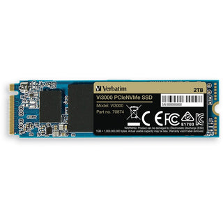 Verbatim Vi3000 2 TB Solid State Drive - M.2 2280 Internal - PCI Express NVMe (PCI Express NVMe 3.0 x4) - Notebook, Desktop PC Device Supported - 1200 TB TBW - 3000 MB/s Maximum Read Transfer Rate - 5 Year Warranty
