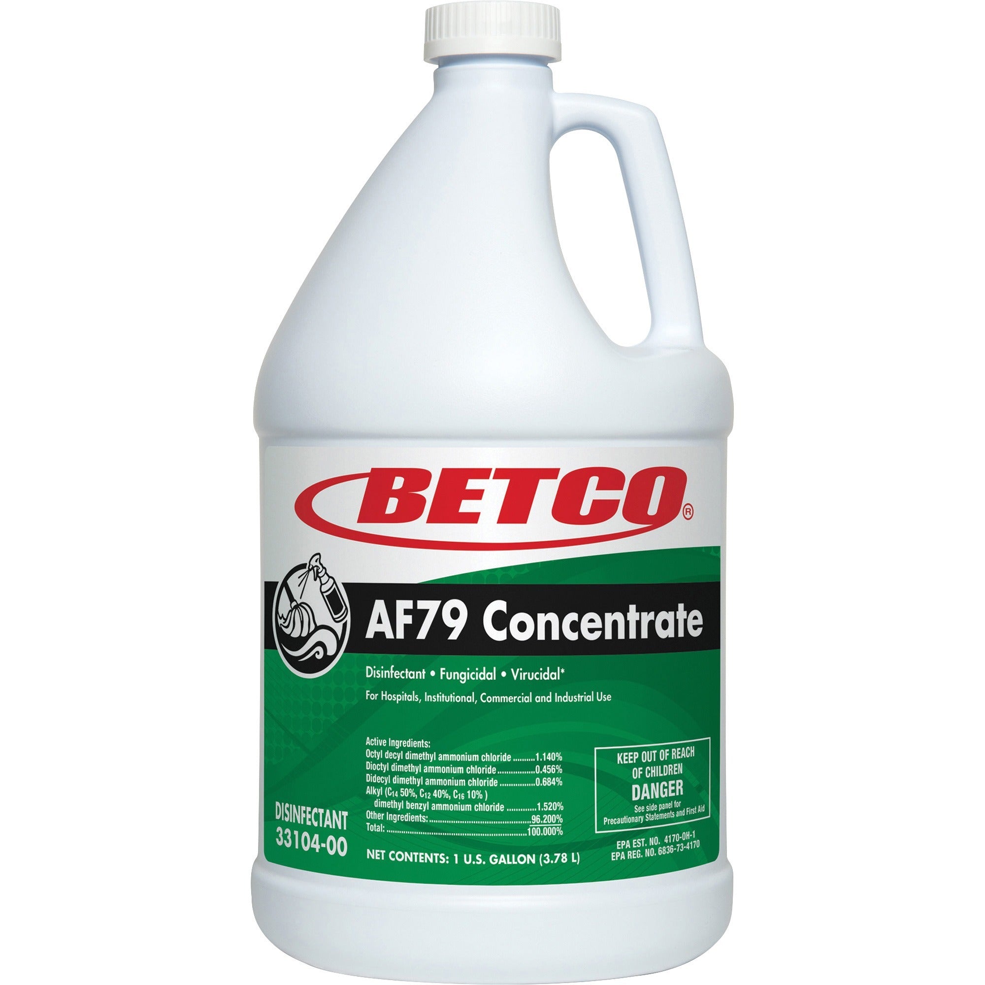 Betco AF79 Concentrate Disinfectant - Concentrate - 128 fl oz (4 quart) - Ocean Breeze Scent - 1 Each - Deodorize, Disinfectant, Non-abrasive - Green