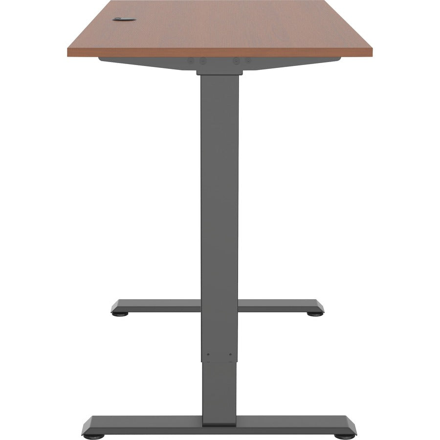 Lorell Height-Adjustable 2-Motor Desk - For - Table TopDark Walnut Rectangle Top - Black T-shaped Base - 176 lb Capacity - Adjustable Height - 28.90" to 47.20" Adjustment - 48" Table Top Length x 24" Table Top Width x 0.70" Table Top Thickness - 47.2