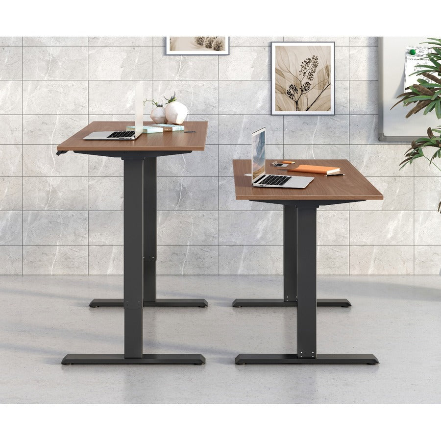 Lorell Height-Adjustable 2-Motor Desk - For - Table TopDark Walnut Rectangle Top - Black T-shaped Base - 176 lb Capacity - Adjustable Height - 28.90" to 47.20" Adjustment - 48" Table Top Length x 24" Table Top Width x 0.70" Table Top Thickness - 47.2