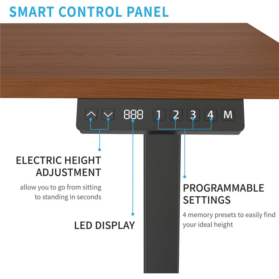 Lorell Height-Adjustable 2-Motor Desk - For - Table TopDark Walnut Rectangle Top - Black T-shaped Base - 176 lb Capacity - Adjustable Height - 28.90" to 47.20" Adjustment - 48" Table Top Length x 24" Table Top Width x 0.70" Table Top Thickness - 47.2