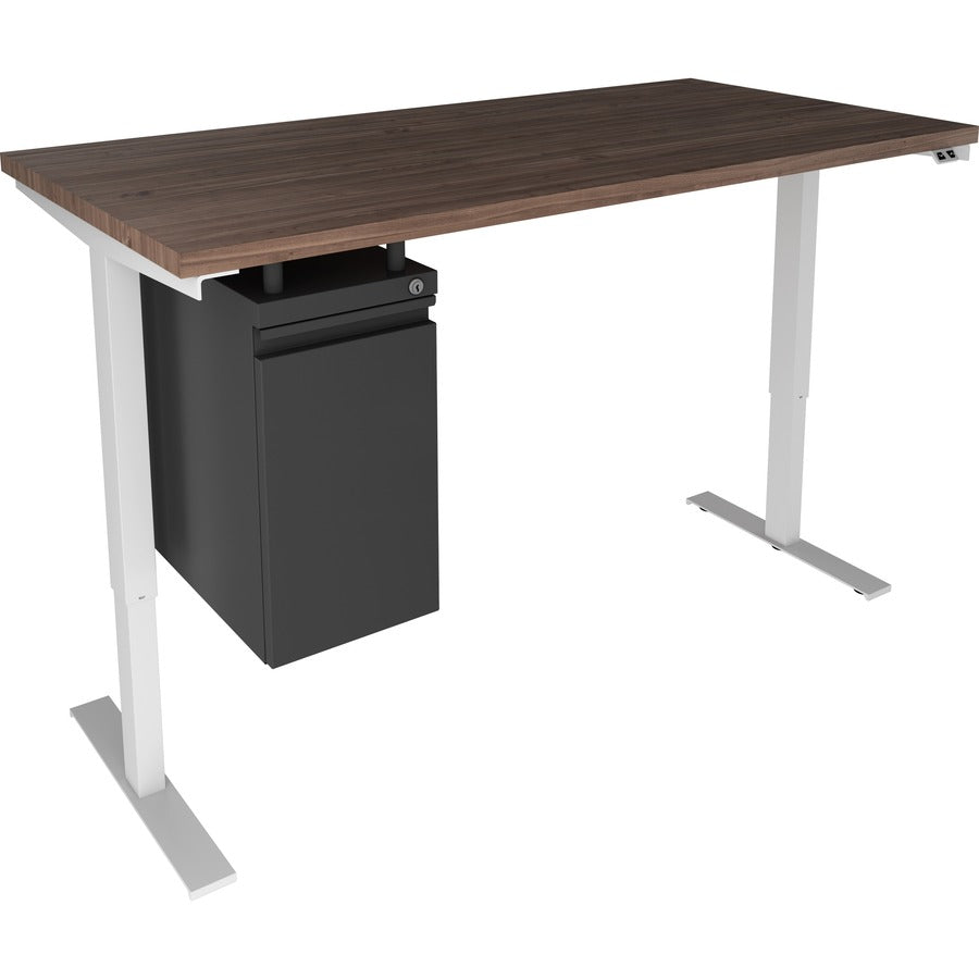 Lorell Height-Adjustable 2-Motor Desk - For - Table TopDark Walnut Rectangle Top - Black T-shaped Base - 176 lb Capacity - Adjustable Height - 28.90" to 47.20" Adjustment - 48" Table Top Length x 24" Table Top Width x 0.70" Table Top Thickness - 47.2