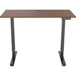 Lorell Height-Adjustable 2-Motor Desk - For - Table TopDark Walnut Rectangle Top - Black T-shaped Base - 176 lb Capacity - Adjustable Height - 28.90" to 47.20" Adjustment - 48" Table Top Length x 24" Table Top Width x 0.70" Table Top Thickness - 47.2