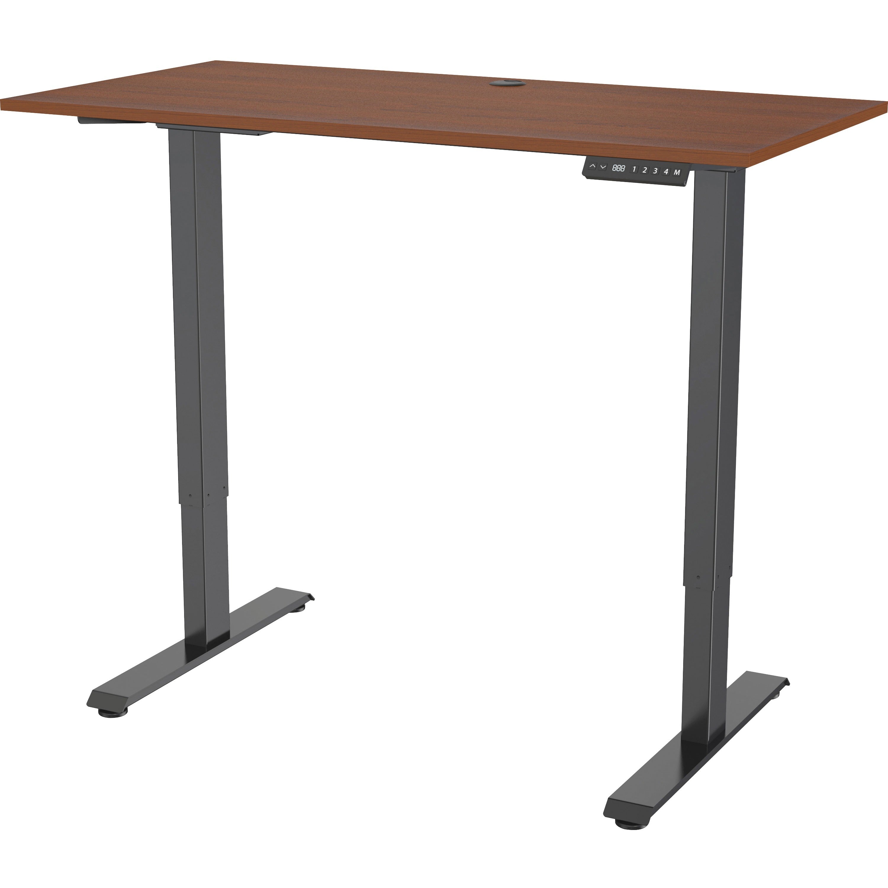lorell-height-adjustable-2-motor-desk-for-table-topdark-walnut-rectangle-top-black-t-shaped-base-176-lb-capacity-adjustable-height-2890-to-4720-adjustment-48-table-top-length-x-24-table-top-width-x-070-table-top-thickness-472_llr03620 - 3