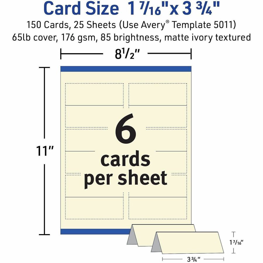 Avery Ivory Matte 2-sided Place Cards - 3.8" - 750/Carton - Ivory