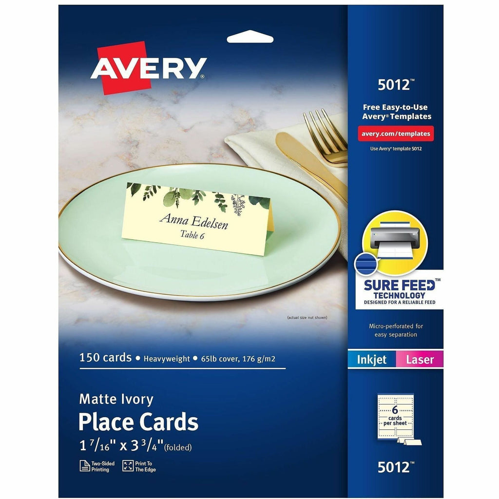Avery Ivory Matte 2-sided Place Cards - 3.8" - 750/Carton - Ivory