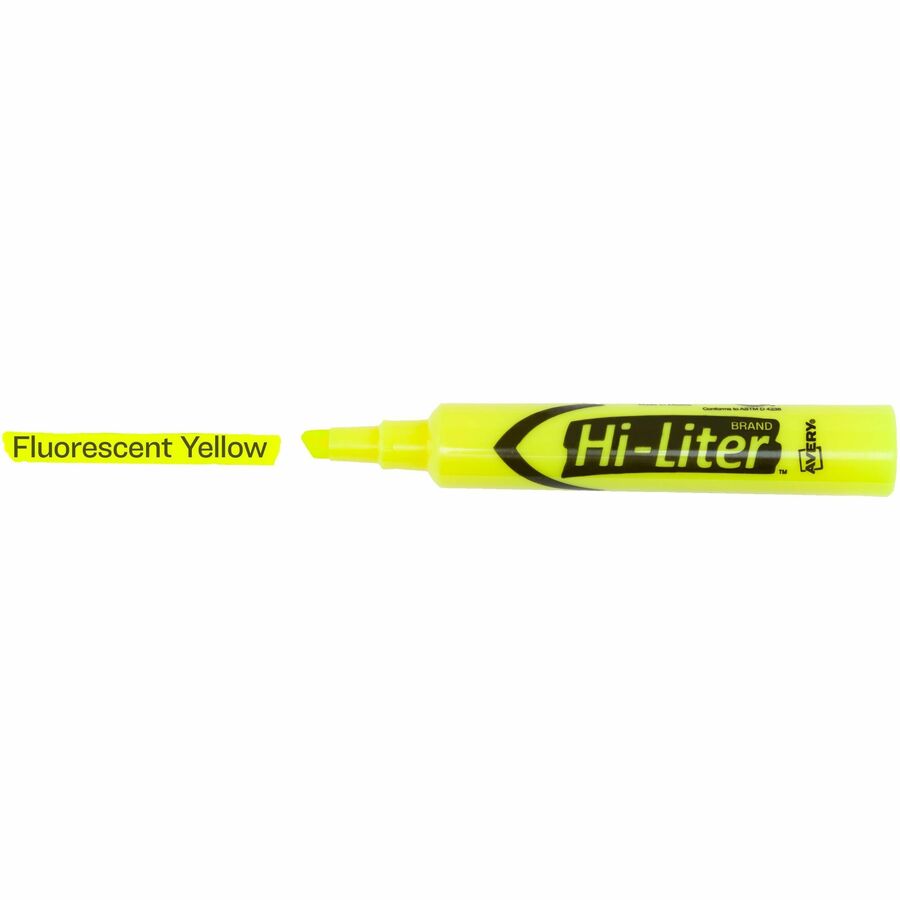 HI-LITER Desk-Style Highlighters, Fluorescent Yellow Ink, Chisel Tip, Yellow/Black Barrel, 200/Box