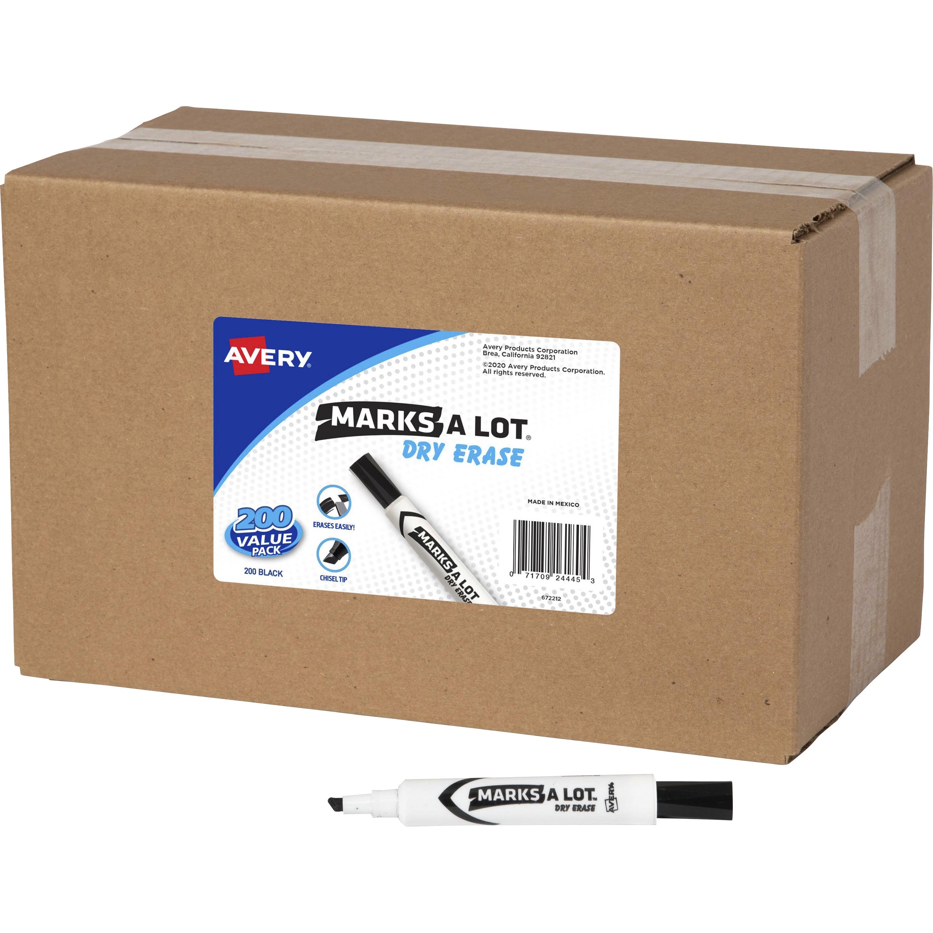 avery-marks-a-lot-value-pack-dry-erase-markers-chisel-marker-point-style-black-200-carton_ave24445 - 1