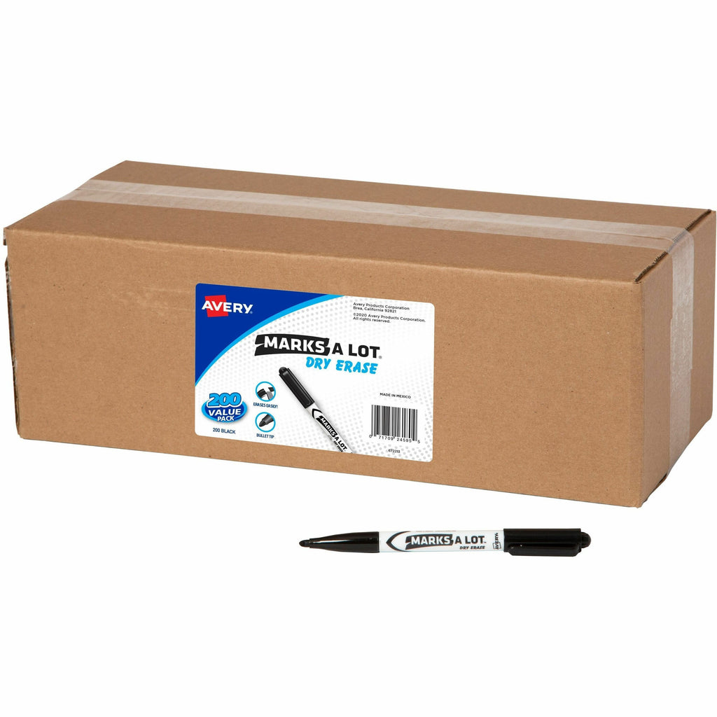 Avery Marks-A-Lot Value Pack Dry Erase Markers - Bullet Marker Point Style - Black - 200 / Carton