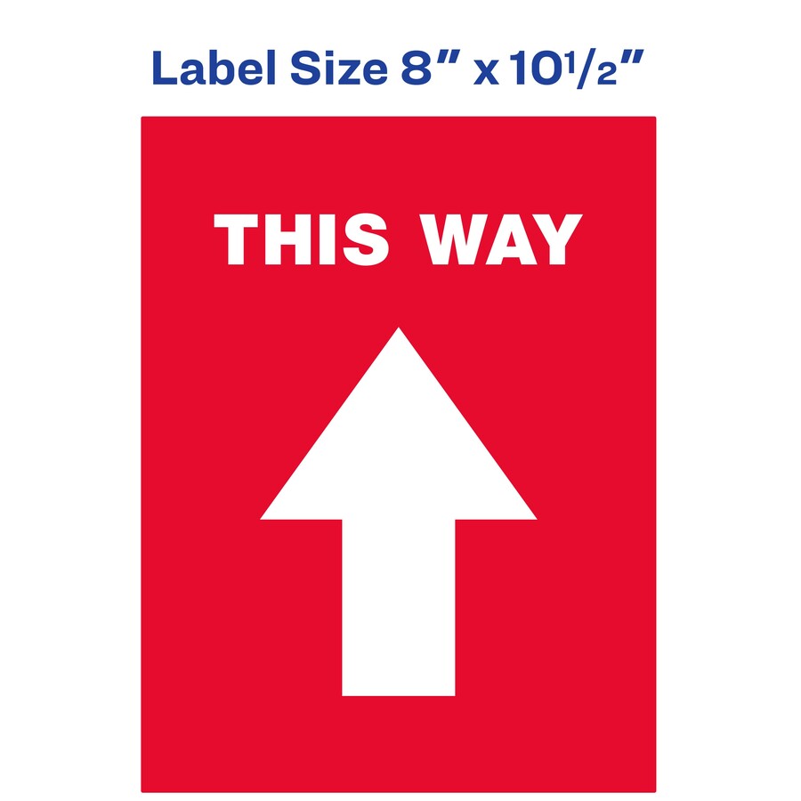 Social Distancing Floor Decals, 8.5 x 11, This Way, Red Face, White Graphics, 5/Pack