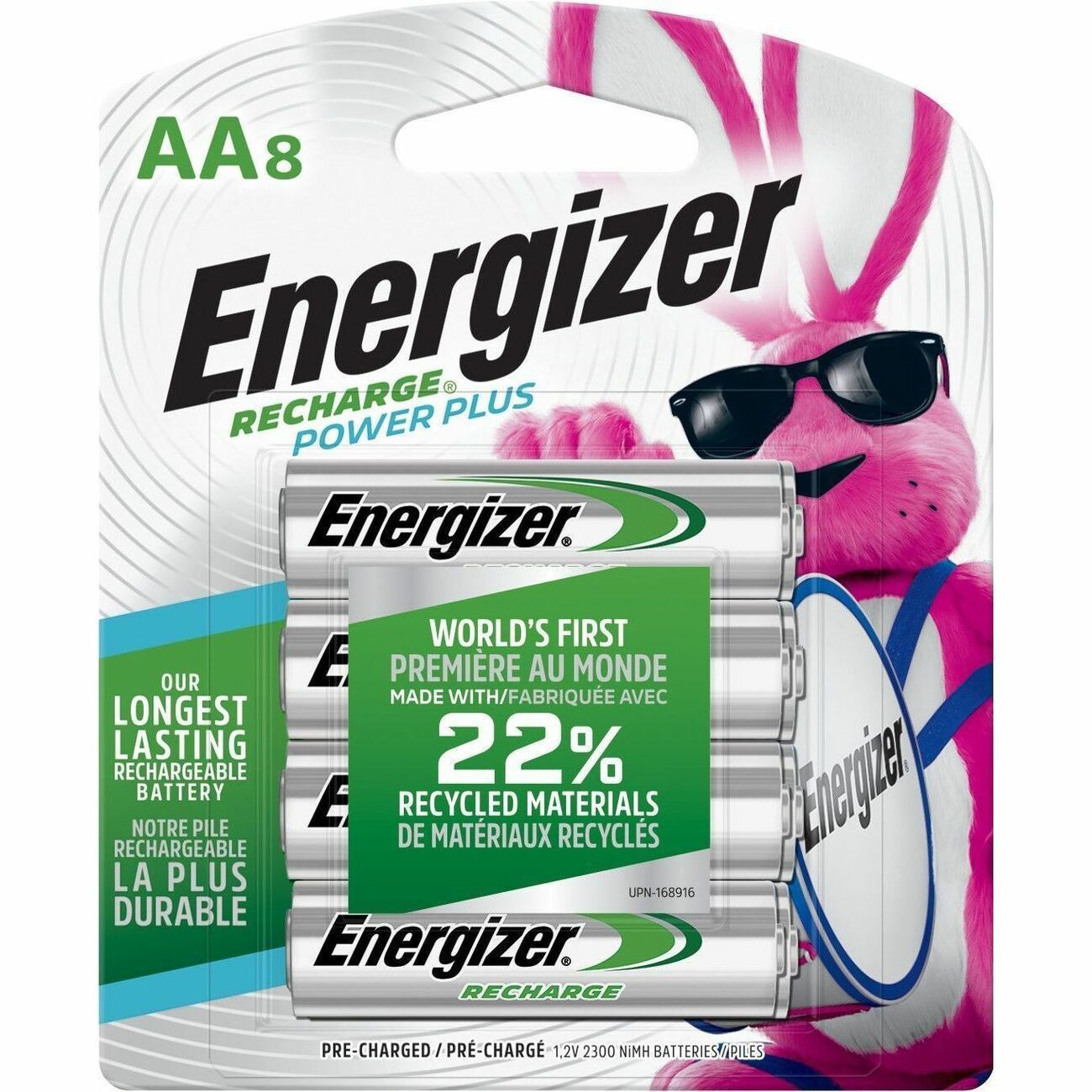 NiMH Rechargeable AA Batteries, 1.2 V, 8/Pack