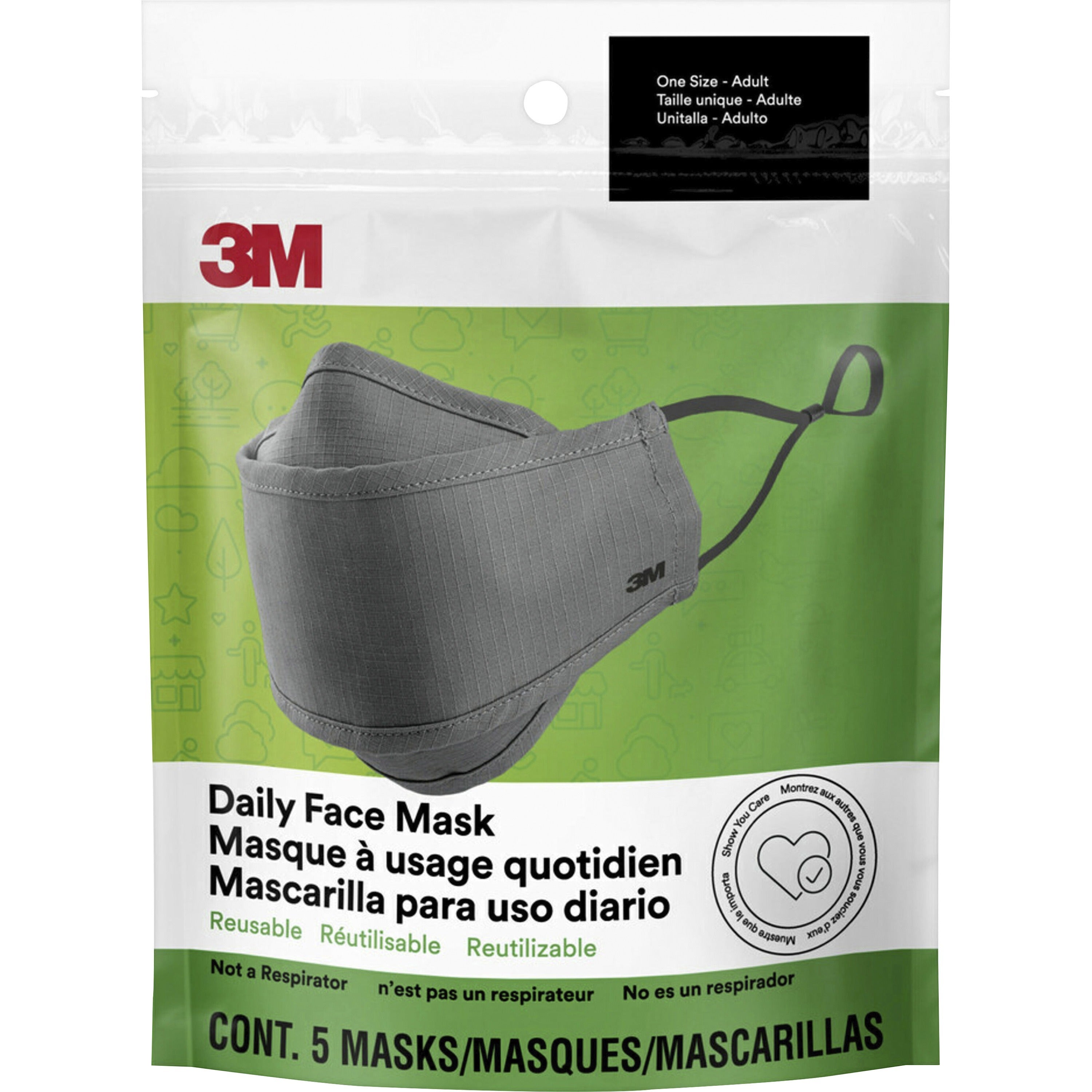 3m-daily-face-masks-recommended-for-face-indoor-outdoor-office-transportation-cotton-fabric-gray-lightweight-breathable-adjustable-elastic-loop-nose-clip-comfortable-washable-5-pack_mmmrfm1005 - 1