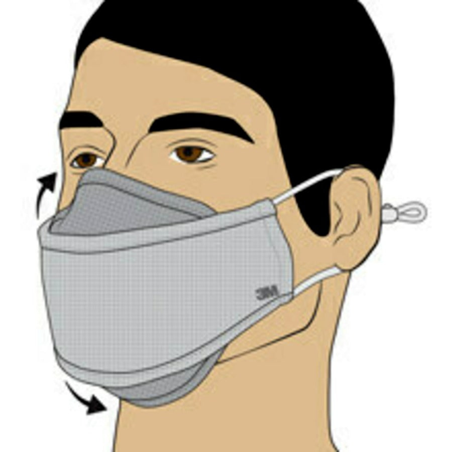3M Daily Face Masks - Recommended for: Face, Indoor, Outdoor, Office, Transportation - Cotton, Fabric - Gray - Lightweight, Breathable, Adjustable, Elastic Loop, Nose Clip, Comfortable, Washable - 3 / Pack