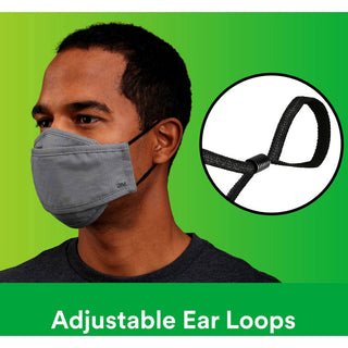 3M Daily Face Masks - Recommended for: Face, Indoor, Outdoor, Office, Transportation - Cotton, Fabric - Gray - Lightweight, Breathable, Adjustable, Elastic Loop, Nose Clip, Comfortable, Washable - 3 / Pack