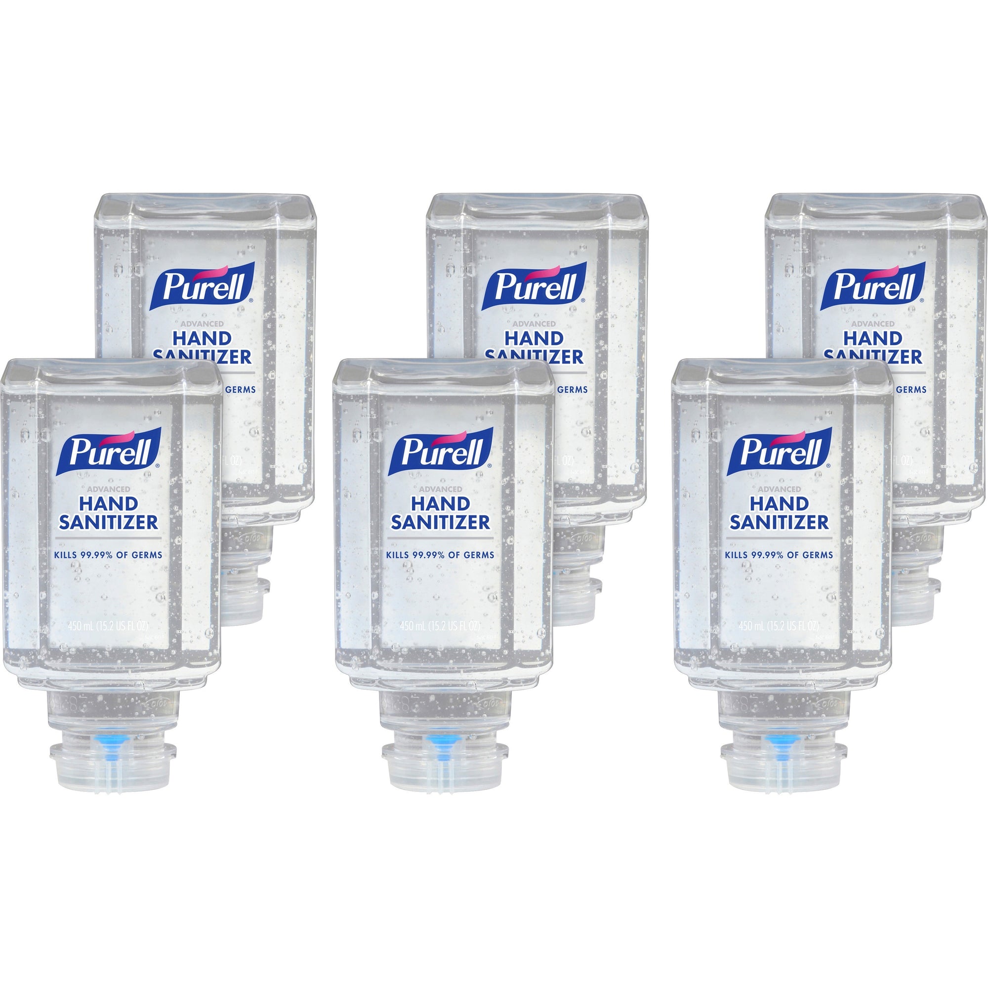 PURELL Advanced Hand Sanitizer Gel Refill - Clean Scent - 15.2 fl oz (450 mL) - Push Pump Dispenser - Kill Germs - Hand, Skin - Clear - Dye-free, Refillable, Unscented - 6 / Carton