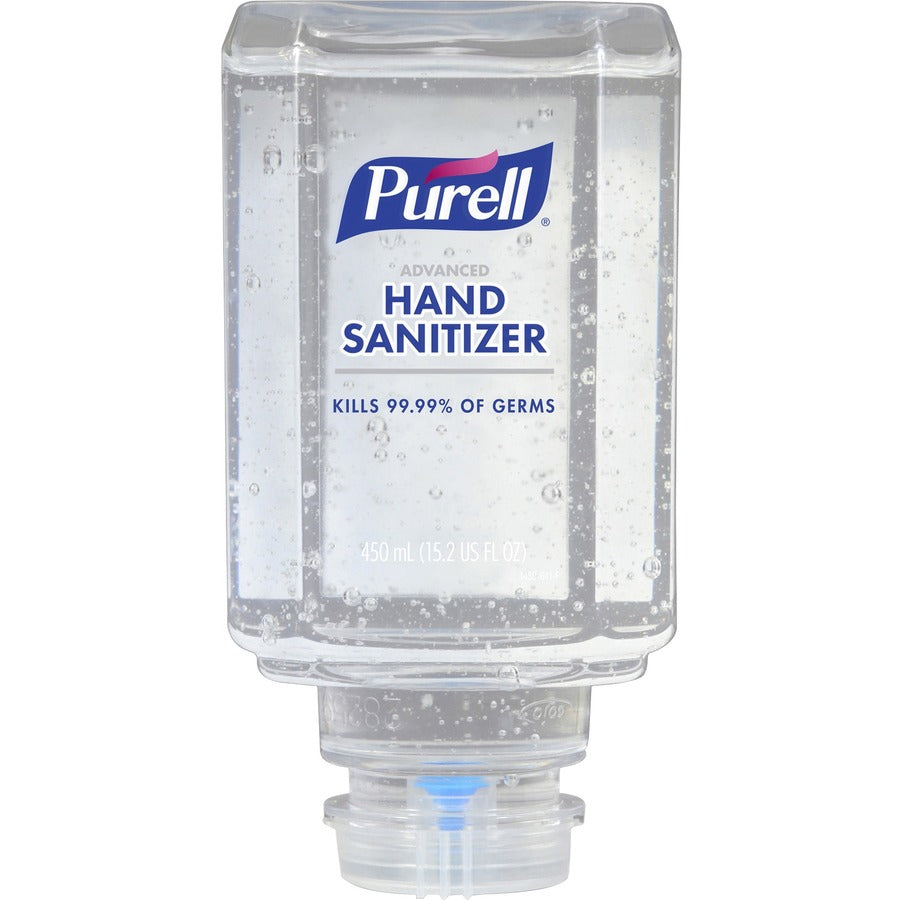 PURELL Advanced Hand Sanitizer Gel Refill - Clean Scent - 15.2 fl oz (450 mL) - Push Pump Dispenser - Kill Germs - Hand, Skin - Clear - Dye-free, Refillable, Unscented - 6 / Carton