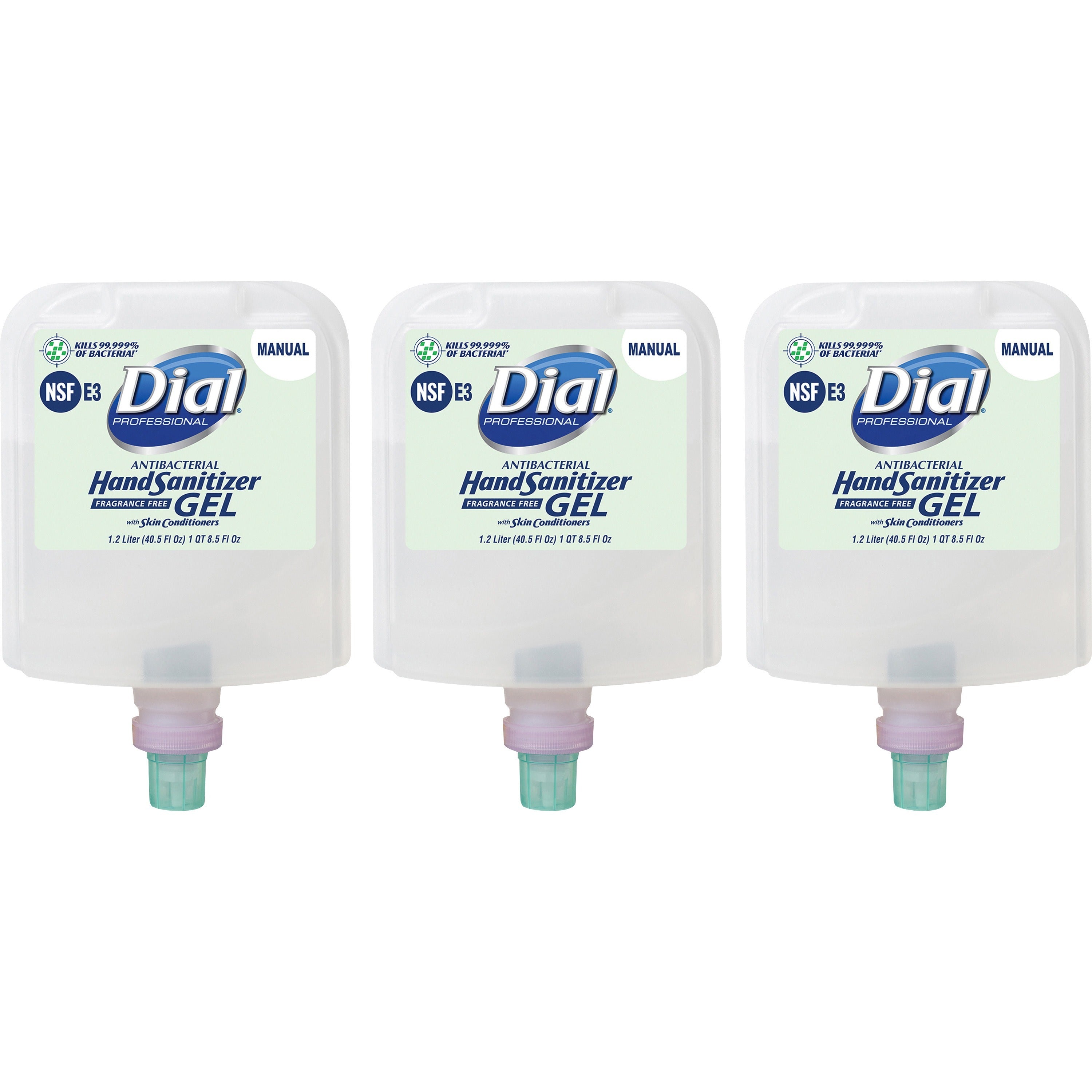 dial-hand-sanitizer-gel-refill-405-fl-oz-11977-ml-bacteria-remover-healthcare-daycare-office-school-restaurant-clear-dye-free-fragrance-free-3-carton_dia19708ct - 1