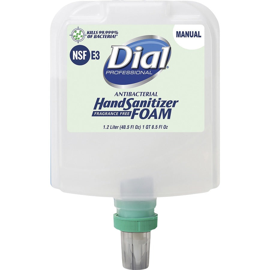 Dial Hand Sanitizer Foam Refill - 40.5 fl oz (1197.7 mL) - Bacteria Remover - Healthcare, Restaurant, School, Office, Daycare - Clear - Dye-free, Fragrance-free - 3 / Carton