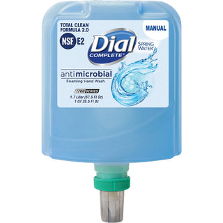 Dial Complete Complete Antibacterial Foaming Hand Wash Refill - Spring Water ScentFor - 57.5 fl oz (1700.5 mL) - Bacteria Remover - Hand, Healthcare, School, Office, Restaurant, Daycare - Moisturizing - Antibacterial - Blue - Non-drying - 3 / Carton