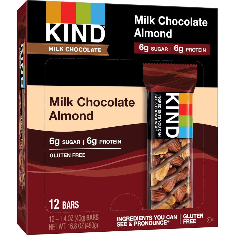 Milk Chocolate Bars, Milk Chocolate Almond, 1.4 oz Bar, 12/Box