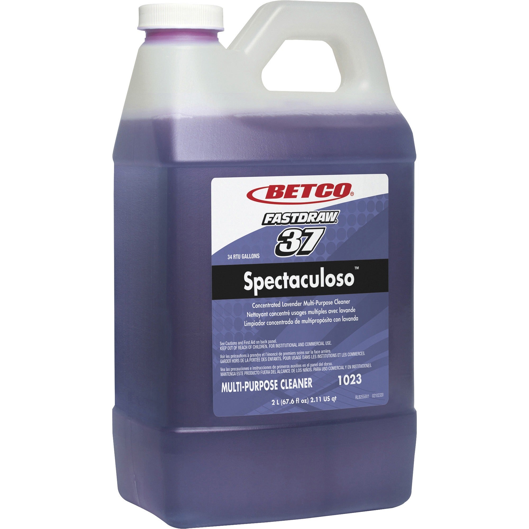 Betco Spectaculoso General Cleaner - FASTDRAW 37 - Concentrate - 67.6 fl oz (2.1 quart) - Lavender Scent - 4 / Carton - Deodorize, Phosphate-free, Rinse-free, Spill Proof, Chemical Resistant, Butyl-free - Purple - 2