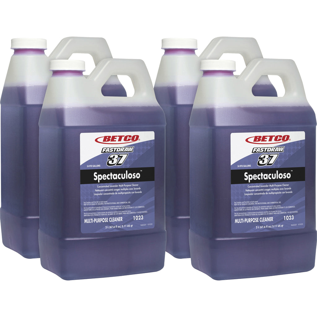 Betco Spectaculoso General Cleaner - FASTDRAW 37 - Concentrate - 67.6 fl oz (2.1 quart) - Lavender Scent - 4 / Carton - Deodorize, Phosphate-free, Rinse-free, Spill Proof, Chemical Resistant, Butyl-free - Purple