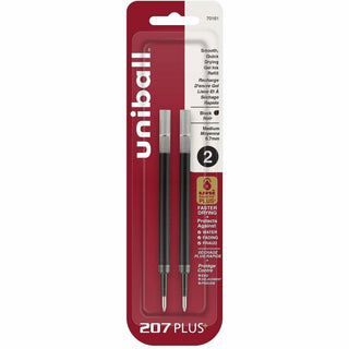 uniball 207 PLUS+ Gel Pen - 0.70 mm, Medium Point - Black Ink - Super Ink, Water Resistant, Fade Resistant, Fraud Resistant - 2 / Pack