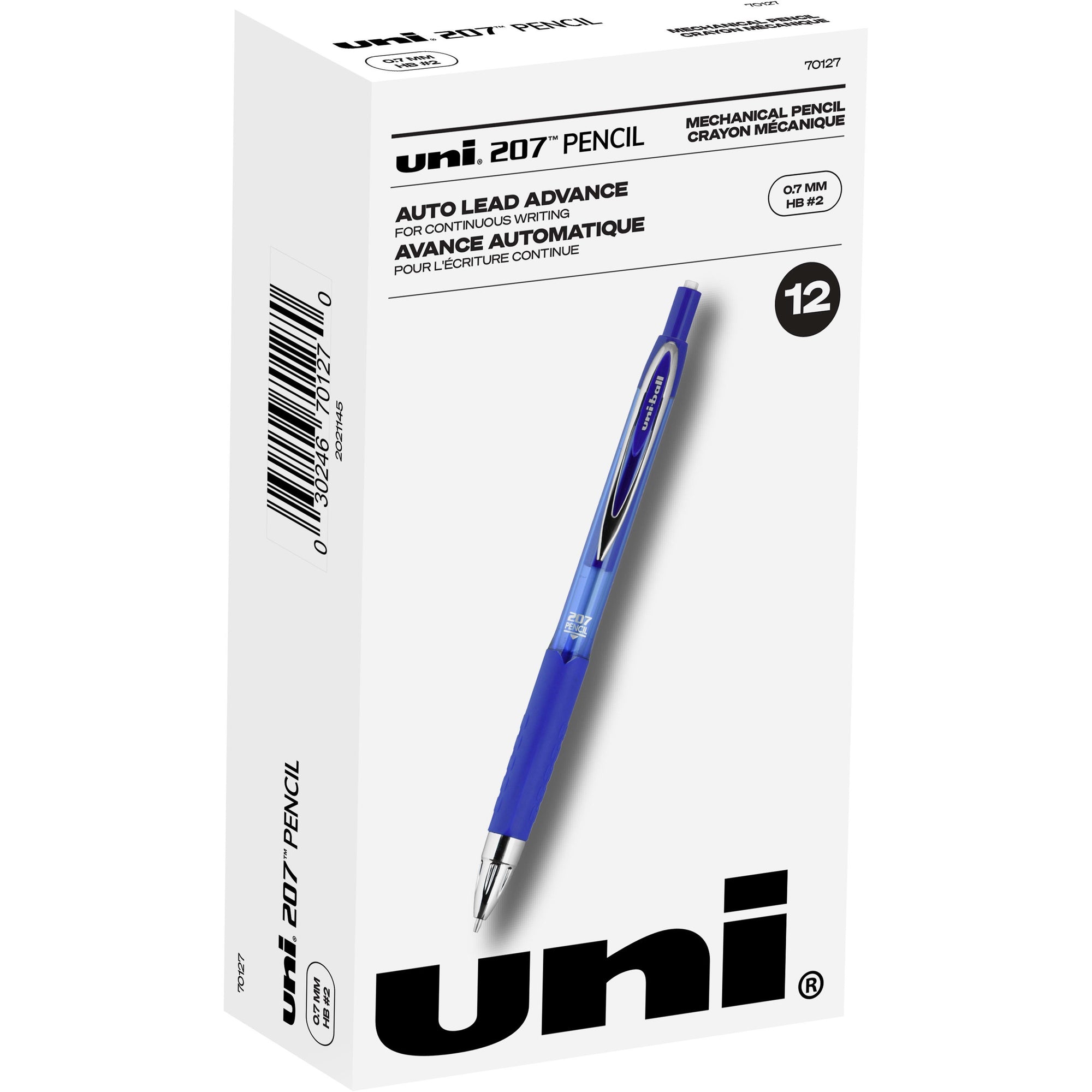 207 Mechanical Pencil, 0.7 mm, HB (#2), Black Lead, Blue Barrel, Dozen