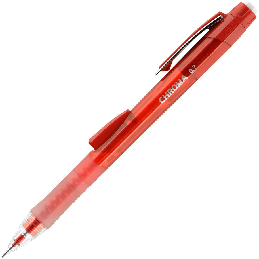 Chroma Mechanical Pencil, 0.7 mm, HB (#2), Black Lead, Red Barrel, Dozen